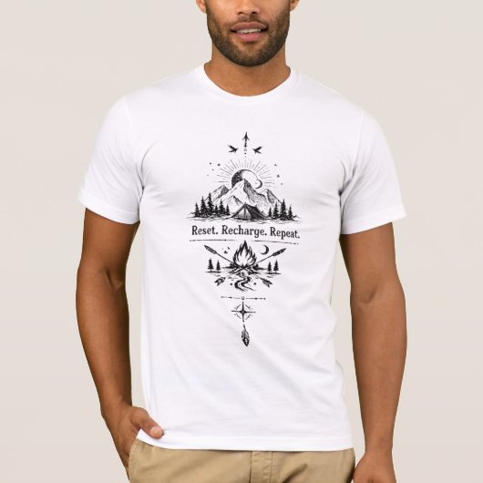 T-shirt Réinitialiser. Recharger. Répéter. (Devant)