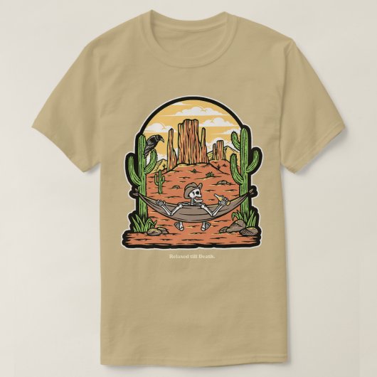 T-shirt Relâché jusqu'à Squelette mort dans un hamac dans (Design devant)