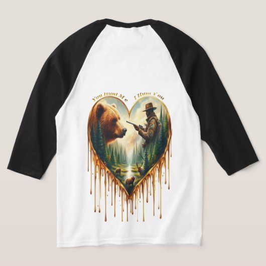 T-shirt Relation entre l'ours grizzli chasseur et le cerf (Couchage Retour)