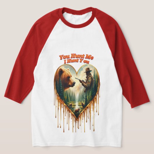 T-shirt Relation entre l'ours grizzli chasseur et le cerf (Poser)