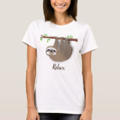 T-shirt Relax Brown Hanging Sloth sur la branche d'arbre (Devant)