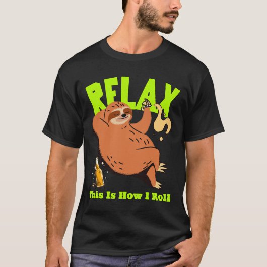 T-shirt Relax Funny Fumer Sloth (Devant)