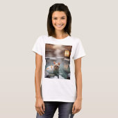 T-shirt Relaxing Hot Spring Cat (Devant entier)