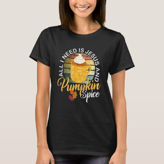 T-shirt Religious Autumn All I Need Is Jesus And Pumpkin S (Devant)