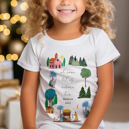 T-Shirt Religious Christmas Nativity Scene
