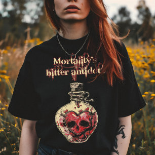 T-shirt Remède Amer de la Mortalité Crâne Cœur Gothique Am