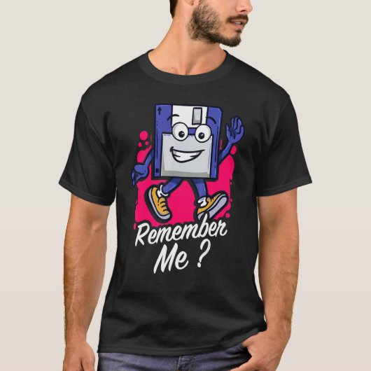 T-shirt Remember Me Programmer Retro Floppy Disc (Devant)