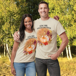 T-shirt Remerciements avec des feuilles d'automne Citrouil