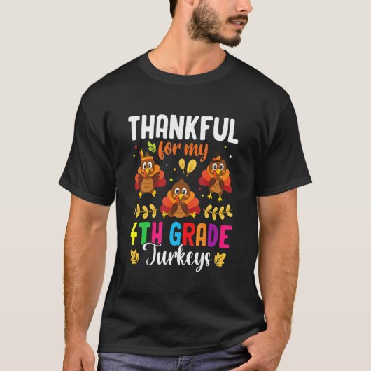 T-shirt Remerciements Pour Mon Enseignant De Dindons De 4E (Devant)