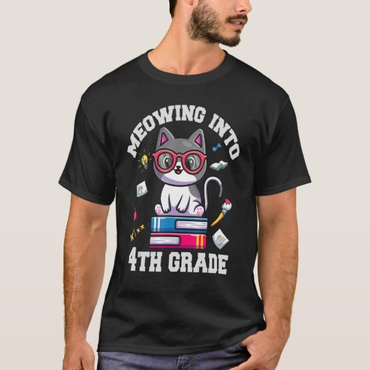 T-shirt Remonter En 4e Année À L'École Chat (Devant)