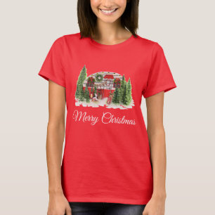 T-shirt Remorque de Noël Camper Scène rustique
