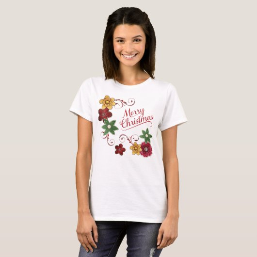 T-shirt Remous floral lumineux de Noël (Devant entier)