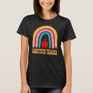T-shirt Remplacer Teacher Rainbow Cute Retour À L'Applicat
