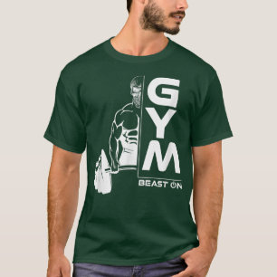 T-shirt Remue-Vent Bête De Squelette Sur Gym Motivation Fi