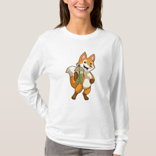 T-shirt Renard à boire avec du thé à bulle