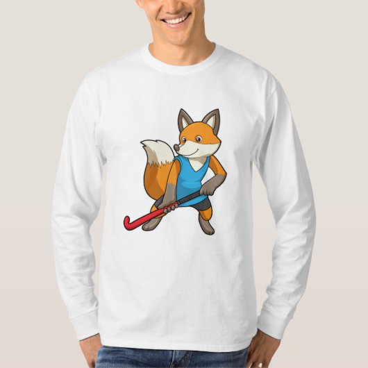 T-shirt Renard à Hockey avec chauve-souris de hockey (Devant)