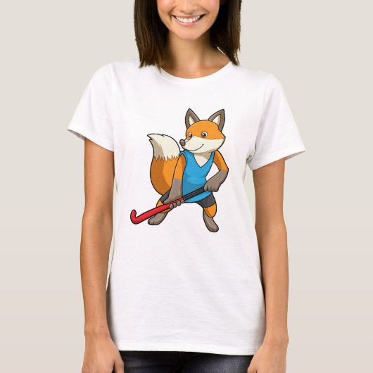 T-shirt Renard à Hockey avec chauve-souris de hockey (Devant)