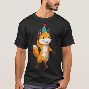 T-shirt Renard à la fête avec chapeau de fête