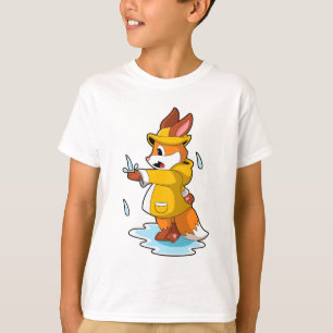 T-shirt Renard à la pluie avec gouttes de pluie