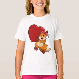 T-shirt Renard à l'amour avec le coeur