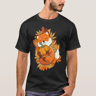 T-shirt Renard animal de zoo automne feuilles tombantes an