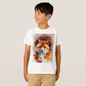T-shirt renard aquarelle (Devant entier)