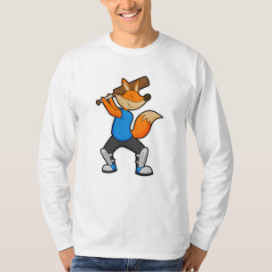 T-shirt Renard au cricket avec chauve-souris de cricket