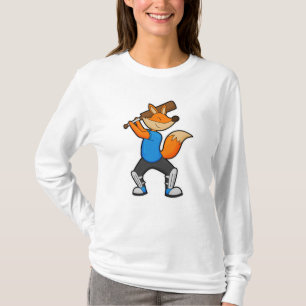 T-shirt Renard au cricket avec chauve-souris de cricket