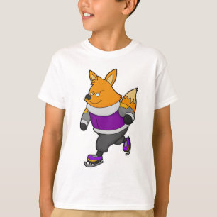 T-shirt Renard au patinage sur glace avec patins sur glace