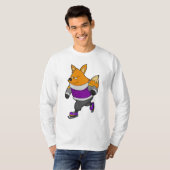 T-shirt Renard au patinage sur glace avec patins sur glace (Devant entier)