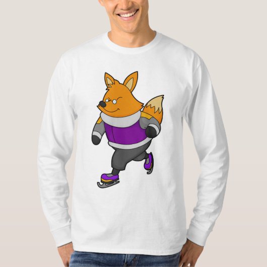 T-shirt Renard au patinage sur glace avec patins sur glace (Devant)