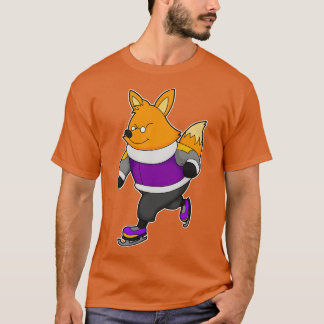 T-shirt Renard au patinage sur glace avec patins sur glace