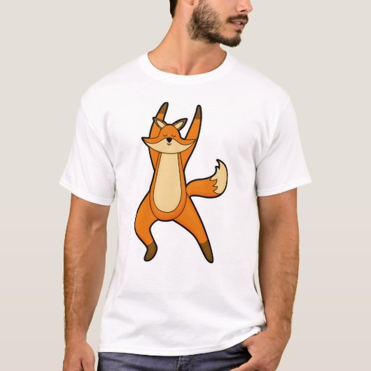 T-shirt Renard au Yoga Exercice d'étirement (Devant)