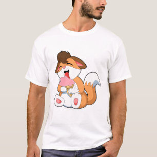 T-shirt Renard avec crème glacée fraise