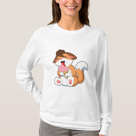 T-shirt Renard avec crème glacée fraise (Devant)