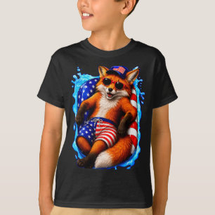 T-shirt Renard avec des lunettes de soleil animal patrioti