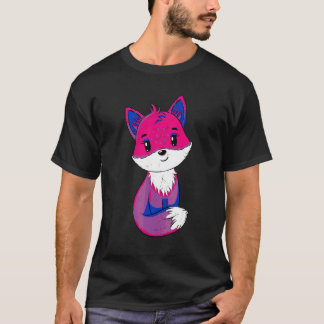 T-shirt Renard avec drapeau de bisexualité Mois de la fier