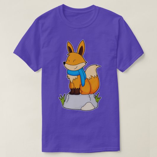 T-shirt Renard avec Écharpe sur Rocher (Design devant)