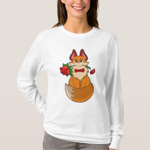 T-shirt Renard avec fleur Rose