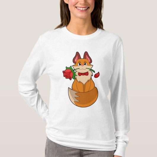T-shirt Renard avec fleur Rose (Devant)