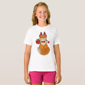 T-shirt Renard avec fleur Rose (Devant entier)
