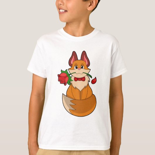 T-shirt Renard avec fleur Rose (Devant)