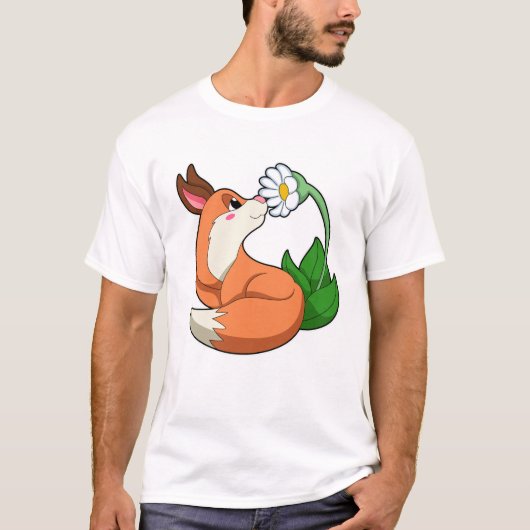 T-shirt Renard avec fleurs blanches (Devant)