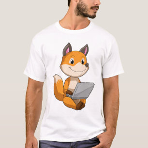 T-shirt Renard avec ordinateur portable