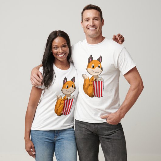 T-shirt Renard avec Popcorn (Unisexe)