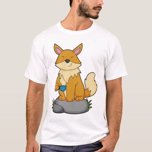 T-shirt Renard avec tasse de café (Devant)