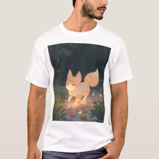 T-shirt Renard céleste d'Anime dans une forêt de Starlit