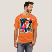 T-shirt Renard coloré Art Abstrait (Devant entier)