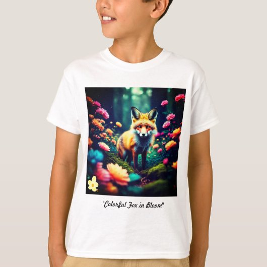 T-shirt "Renard coloré en fleurs" (Devant)