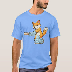 T-shirt Renard comme batteur avec chauve-souris de cricket